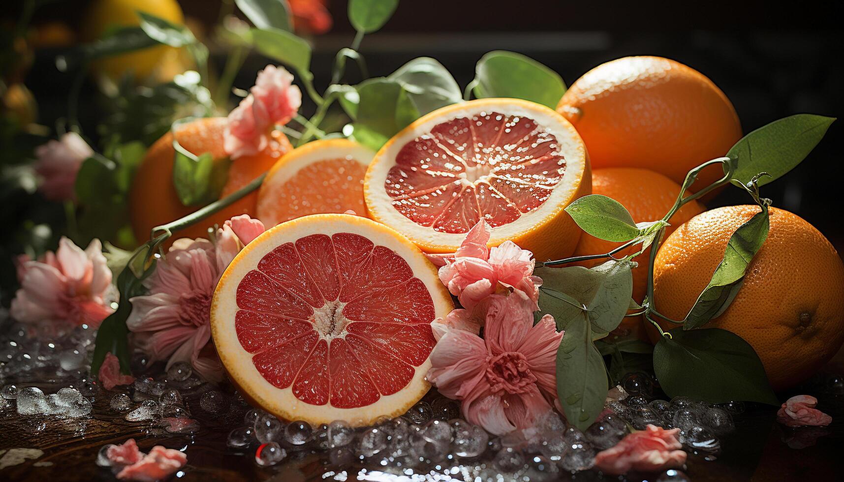 Fresh citrus fruits bring the taste of summer to your table generated by AI photo