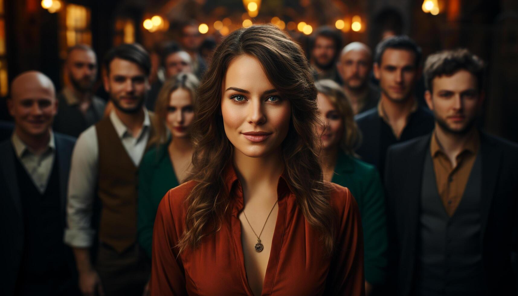 A group of successful, confident adults smiling at the camera generated by AI photo