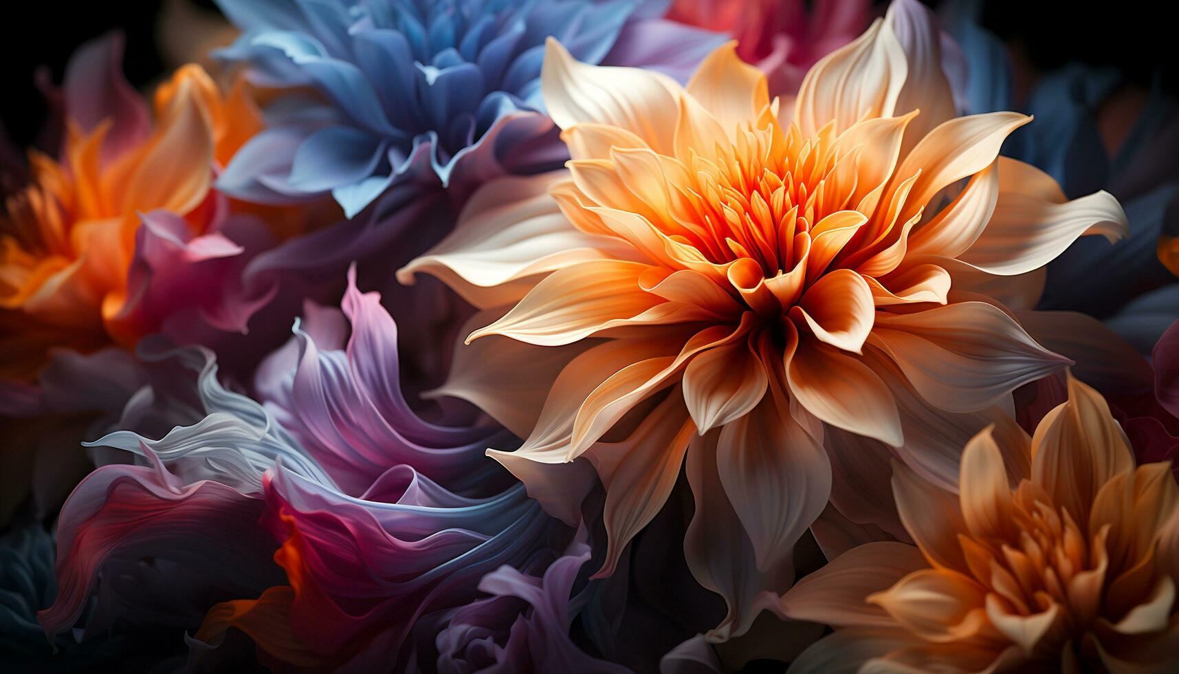 Close up of a vibrant, multi colored flower petal in nature generated by AI photo