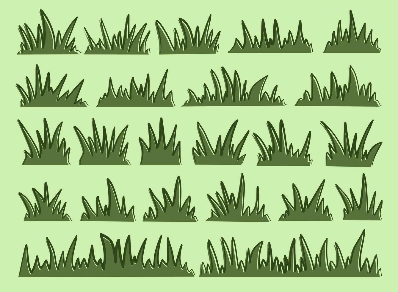 green grass. doodle grass illustration. grass lineart. grass outline illustration. set of handrawn grass. vector