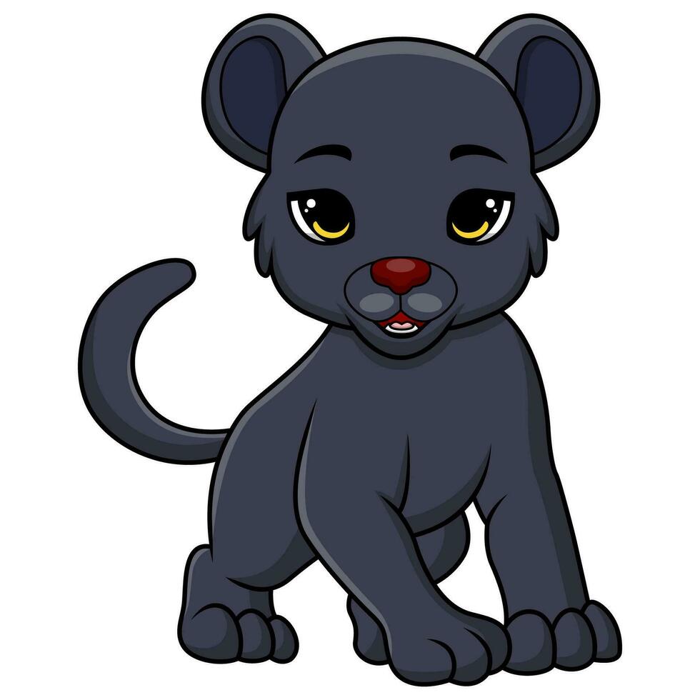 Cute black panther cartoon on white background vector