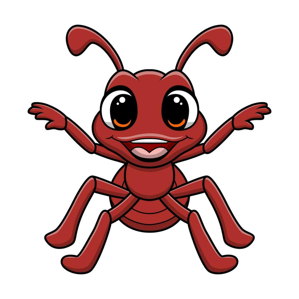 Cute ant cartoon on white background vector