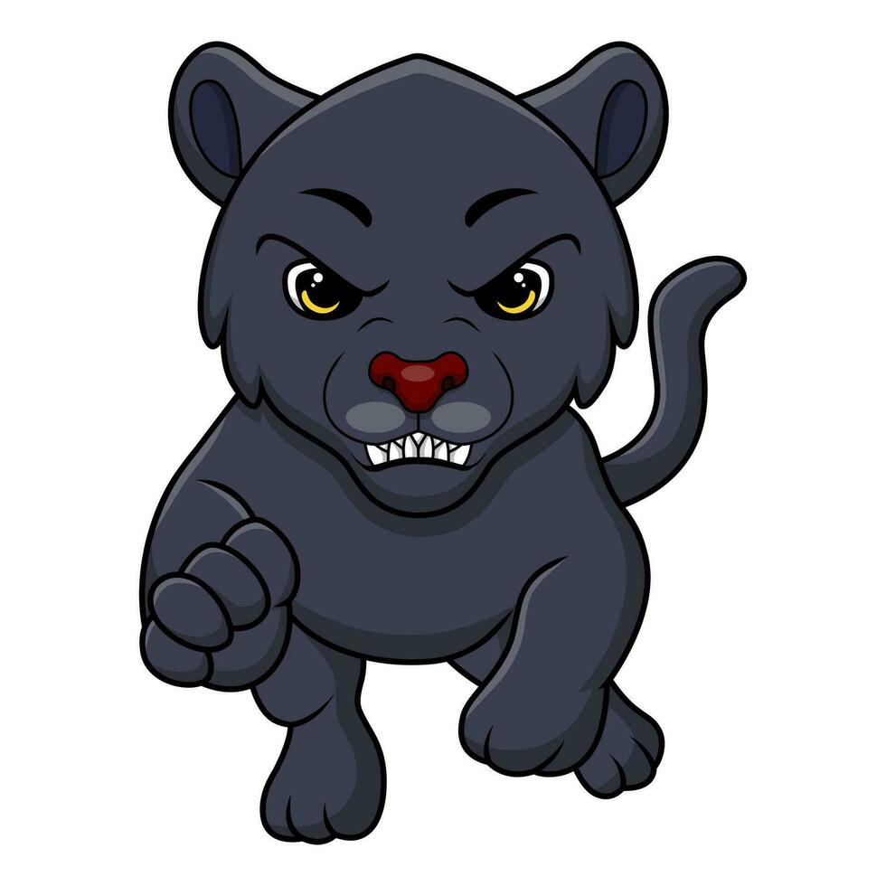 Cute black panther cartoon on white background vector