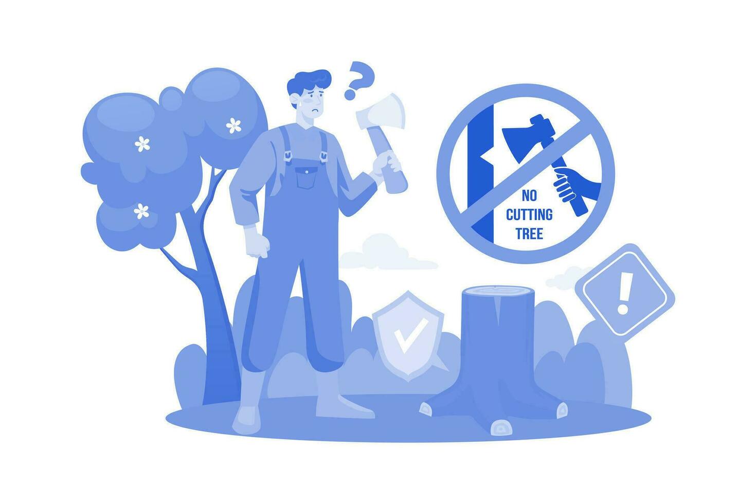 Illegal Cutting Of Forests Is Strictly Prohibited vector