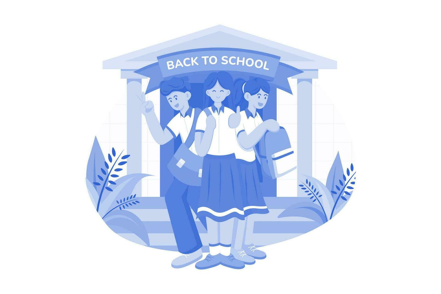 Children With Backpacks Are Ready To Go Back To School vector