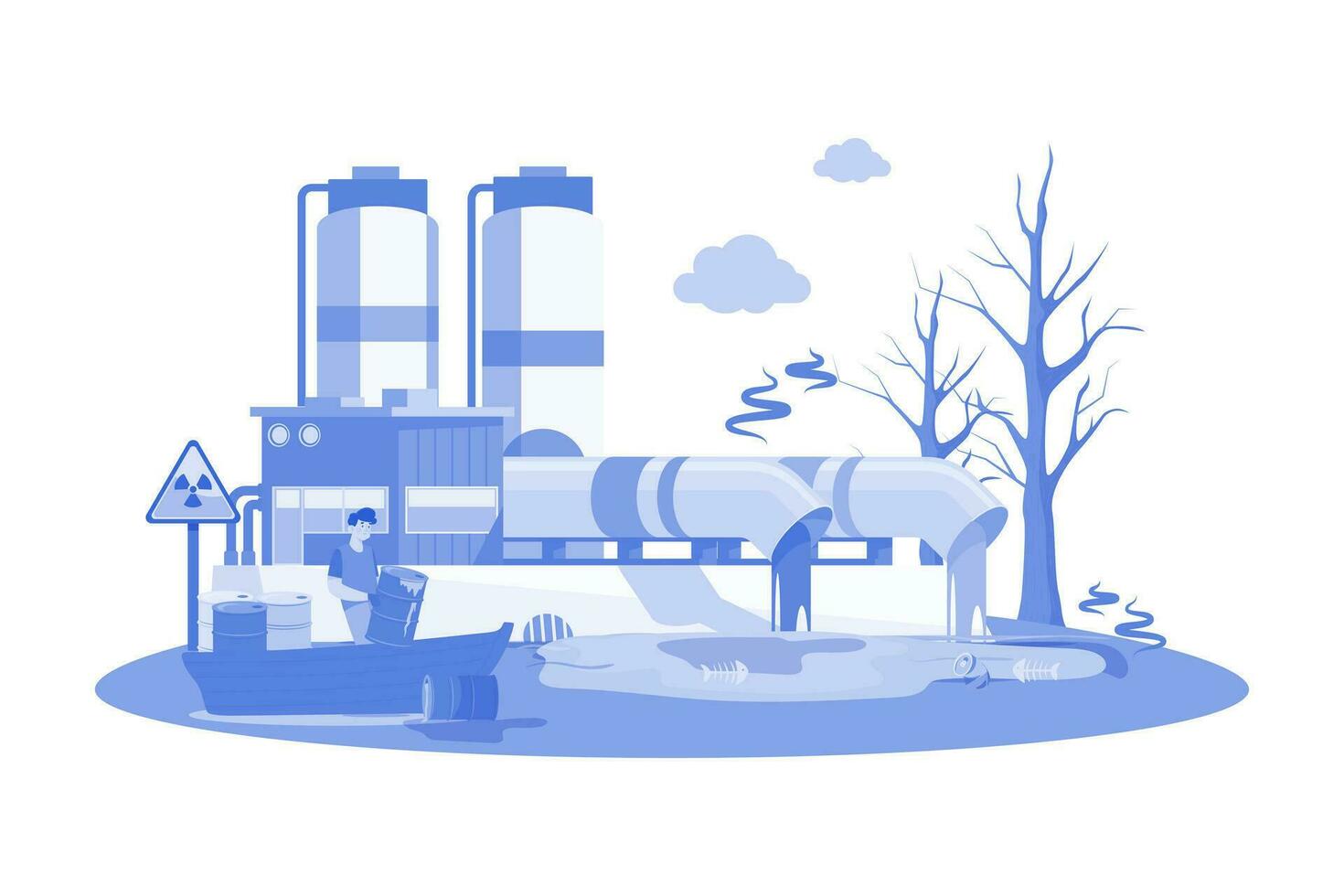 agua contaminación ilustración concepto en un blanco antecedentes vector