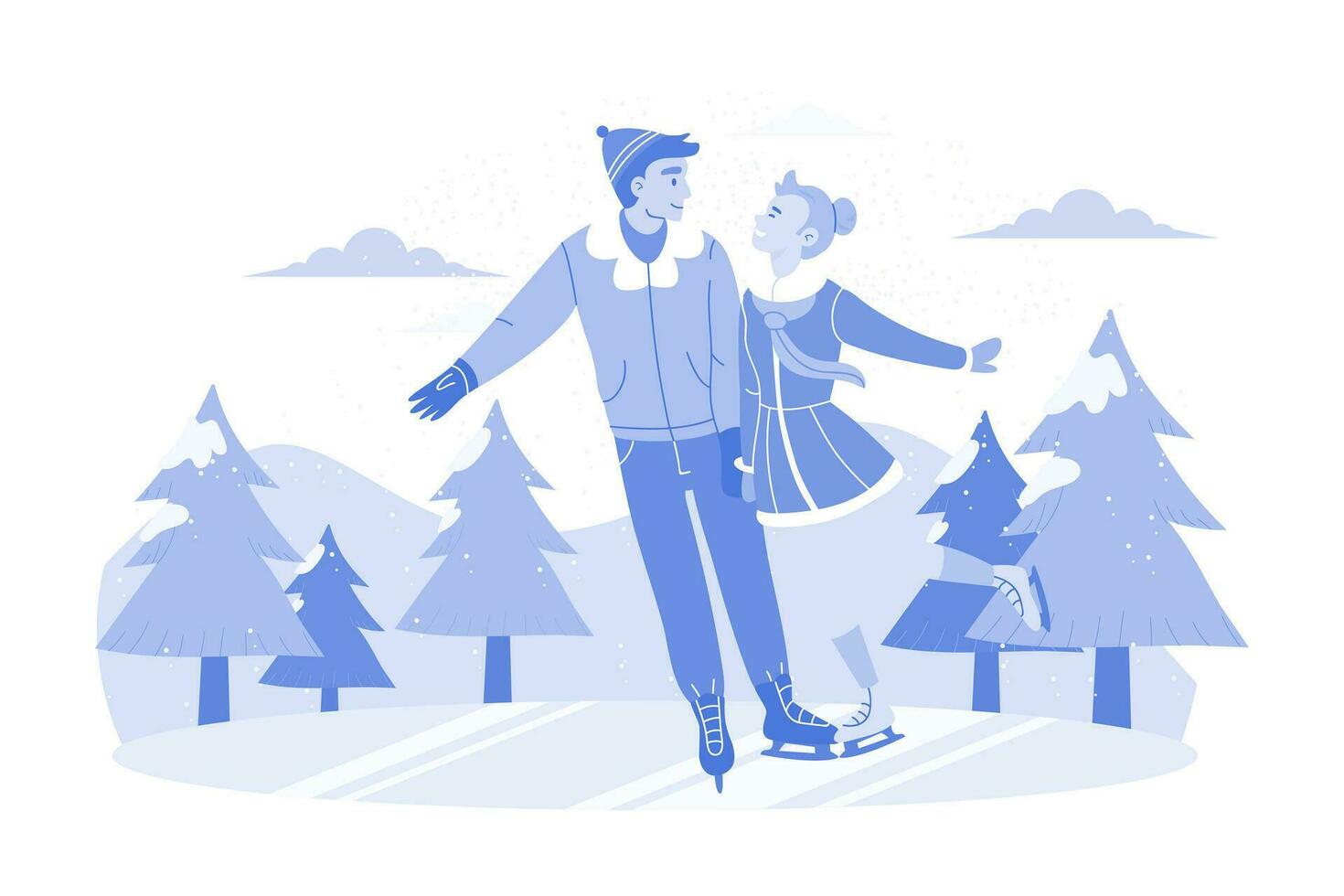 Couple Enjoying Dance During Ice Skating vector