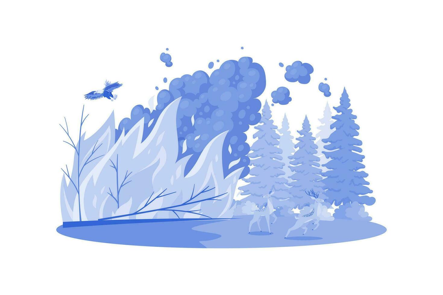 bosque incendios ilustración concepto en un blanco antecedentes vector