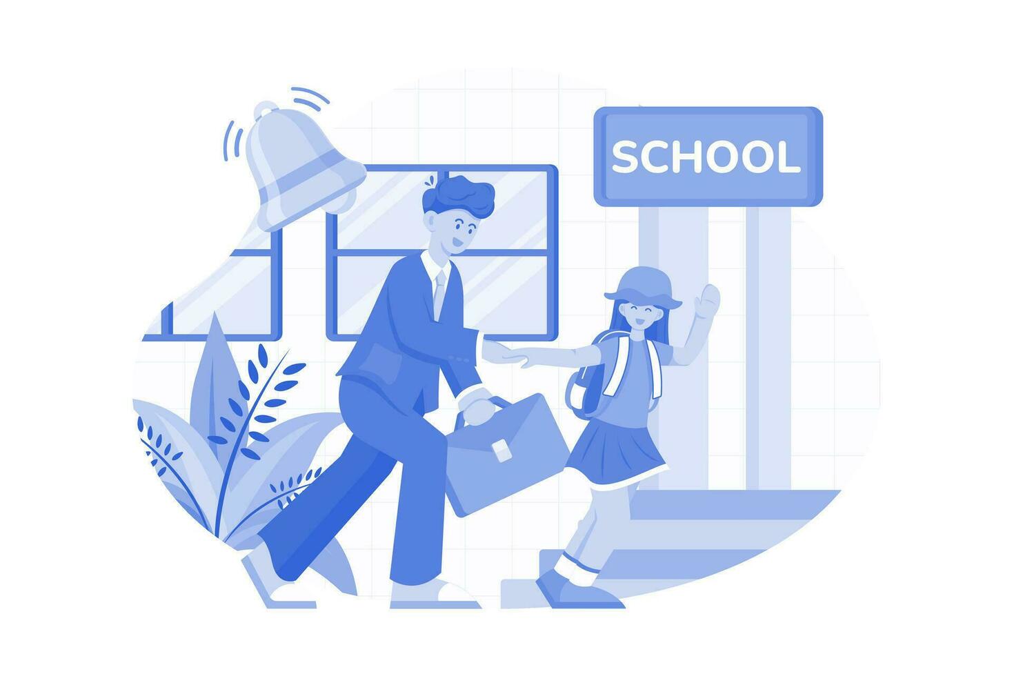 Father Dropping Off Daughter At School vector