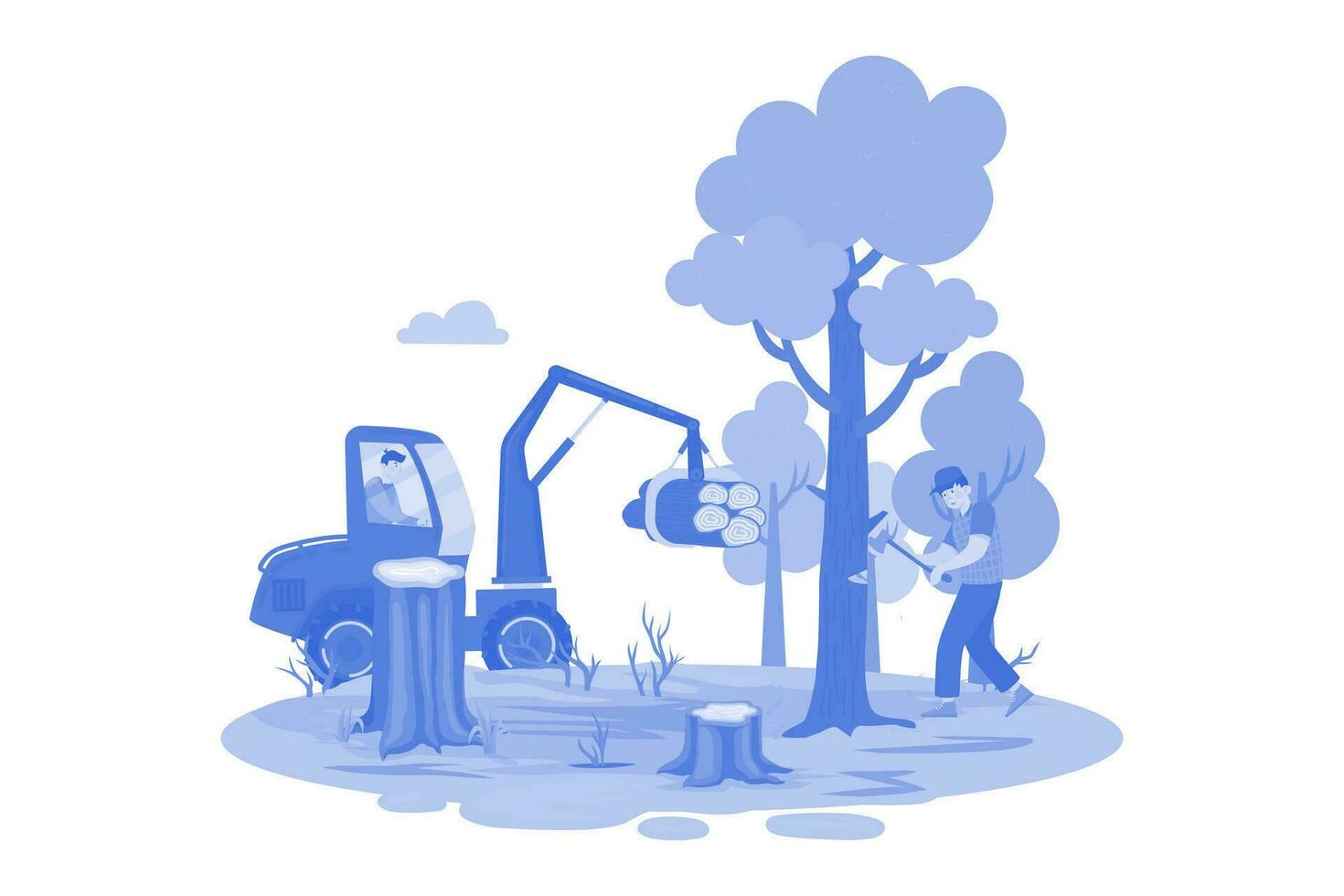 Forest Cutting Illustration concept on a white background vector