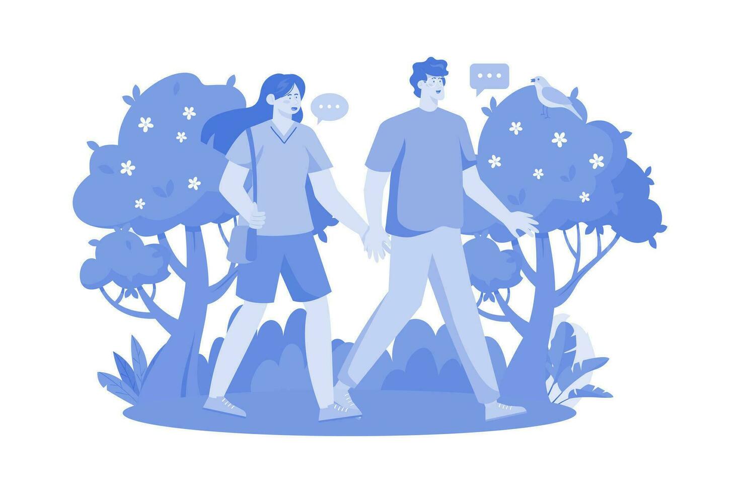 Couple Walking In The Woods vector