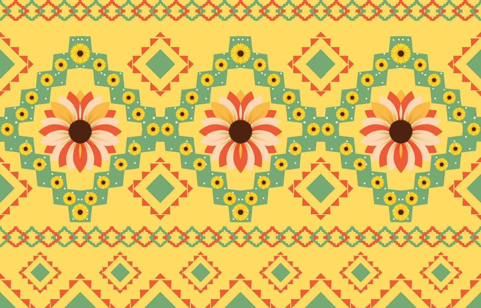 tela de colores de flores de mandala. patrón étnico geométrico en el diseño de fondo oriental tradicional para alfombra, papel pintado, ropa, envoltura, batik, estilo de bordado de ilustración vectorial. vector