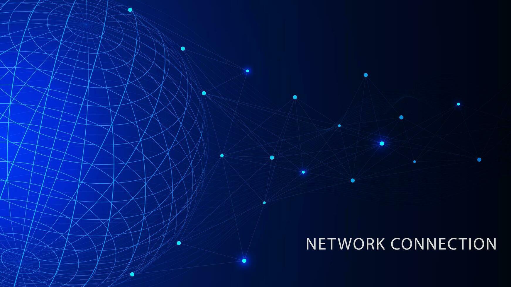 Global network connection with world and connecting dots and lines. Global business, social networking and communication technology concept background. Vector illustration.