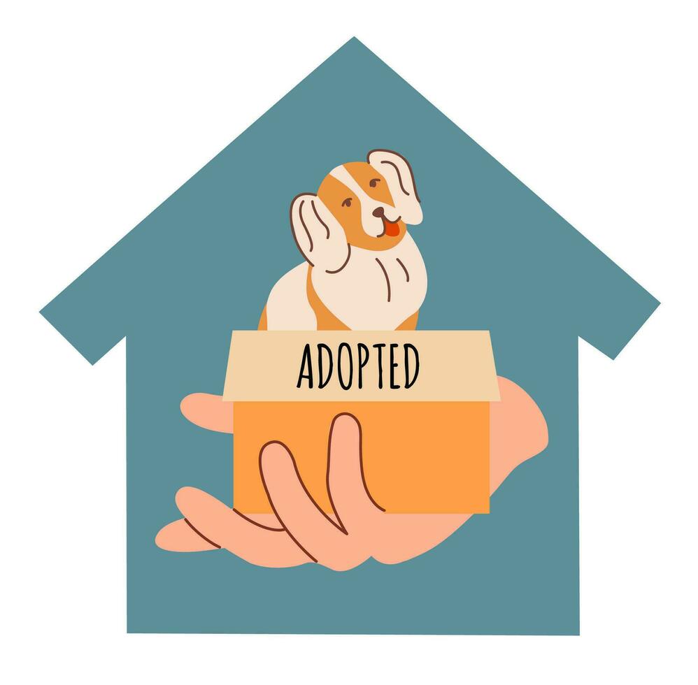 Pet adoptation, Help homeless animals find. Flat vector illustration on white background.