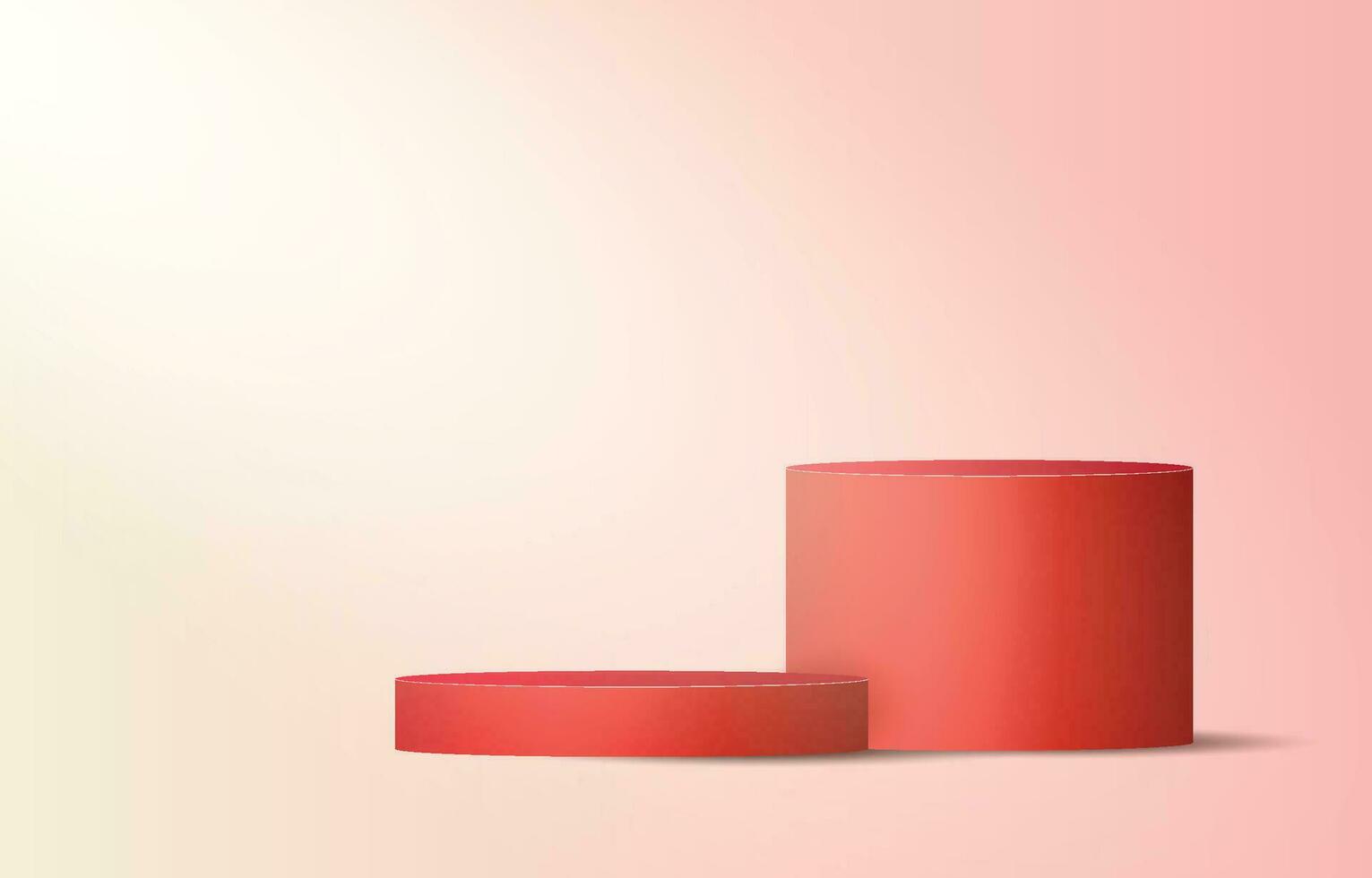 Red Christmas podium. Empty cylinder mockup background image concept. Vector for design sales and product advertising materials.
