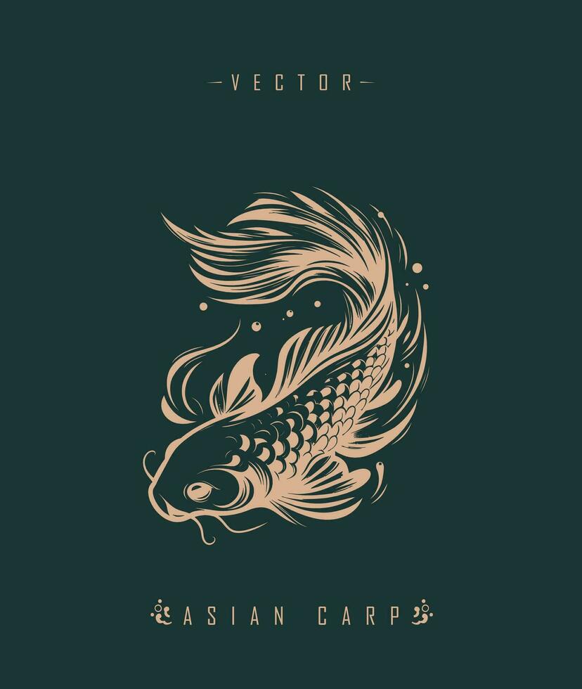 Chinese carp traditional art form vector
