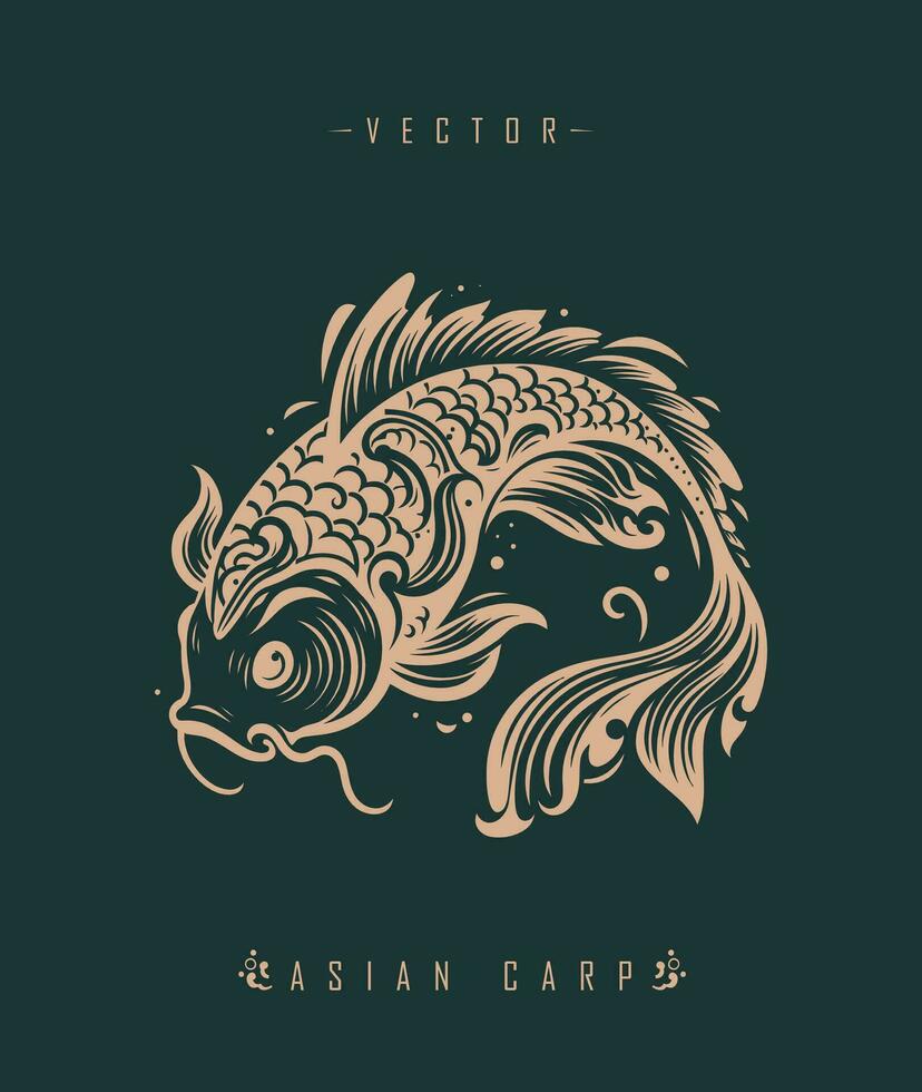 Chinese carp traditional art form vector