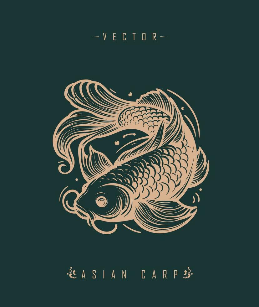 Chinese carp traditional art form vector