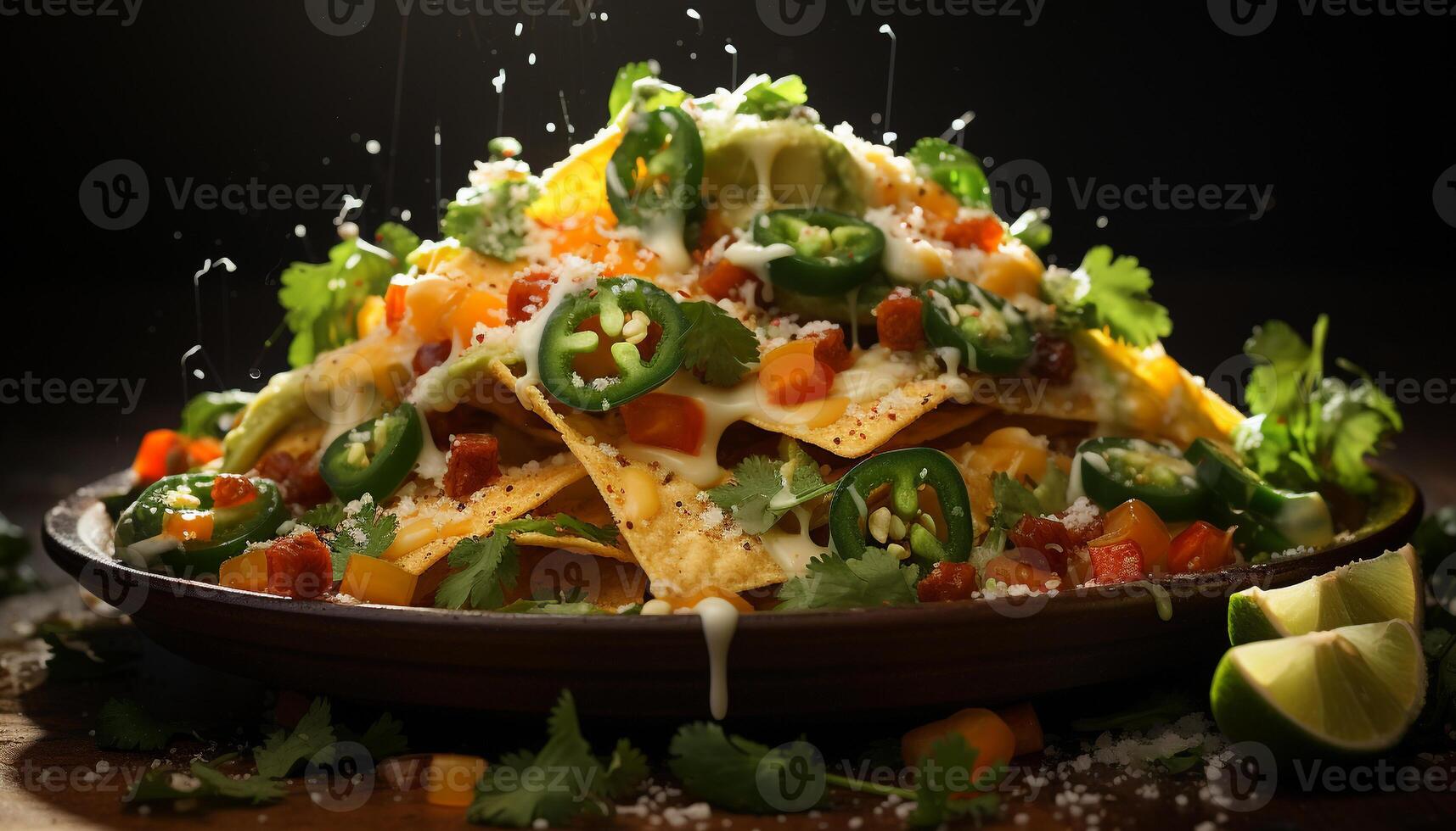 Freshness and healthy eating in a gourmet vegetarian guacamole salad generated by AI photo