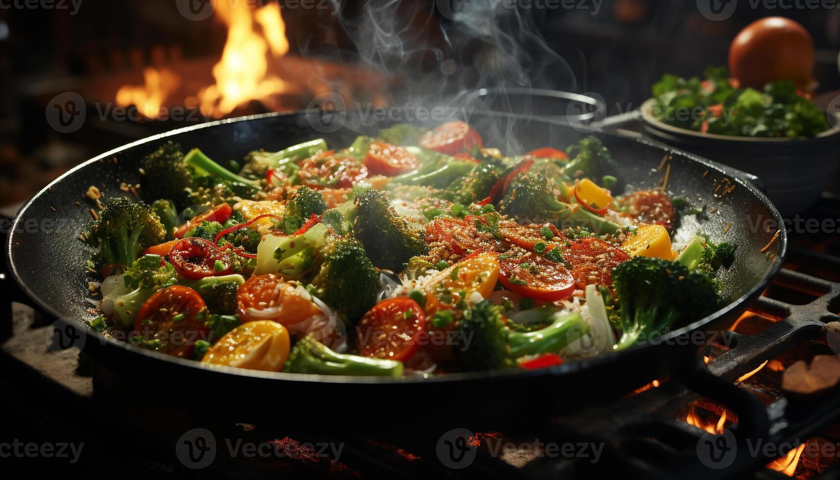 Grilled gourmet meal with fresh vegetables cooked on a barbecue generated by AI photo