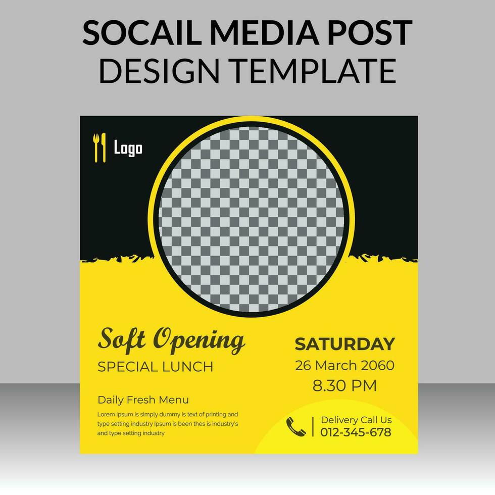 Restaurant social media post design vector