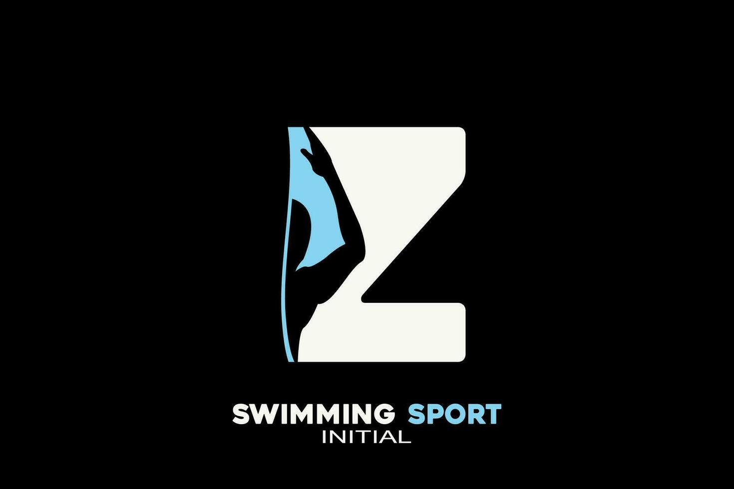 Vector initials letter Z with swimming creative geometric modern logo design.