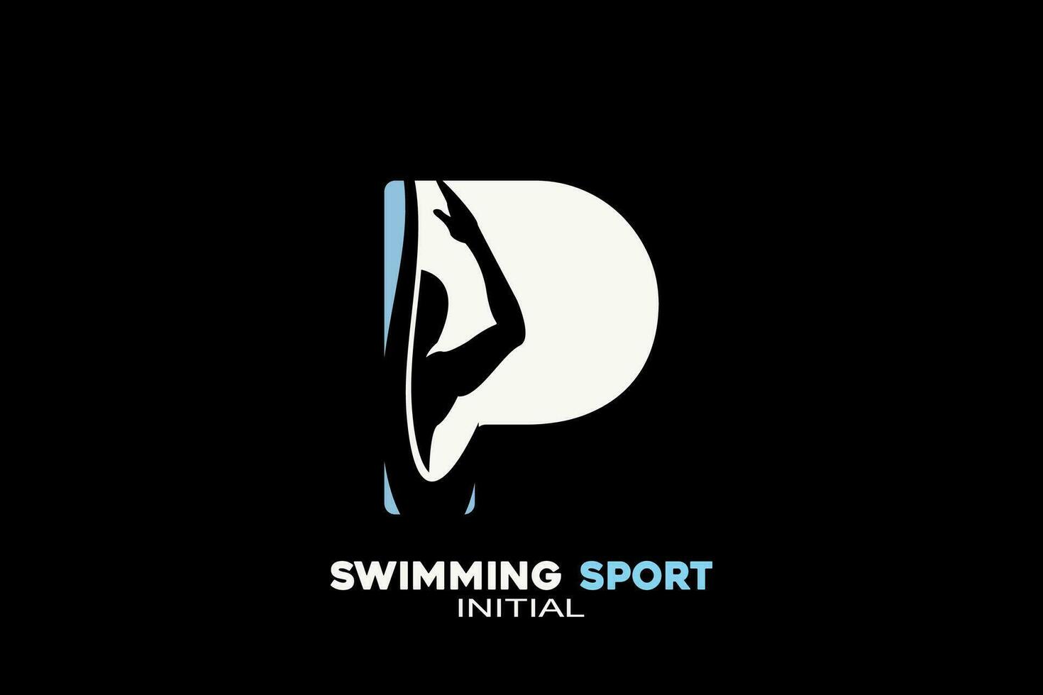 Vector initials letter P with swimming creative geometric modern logo design.