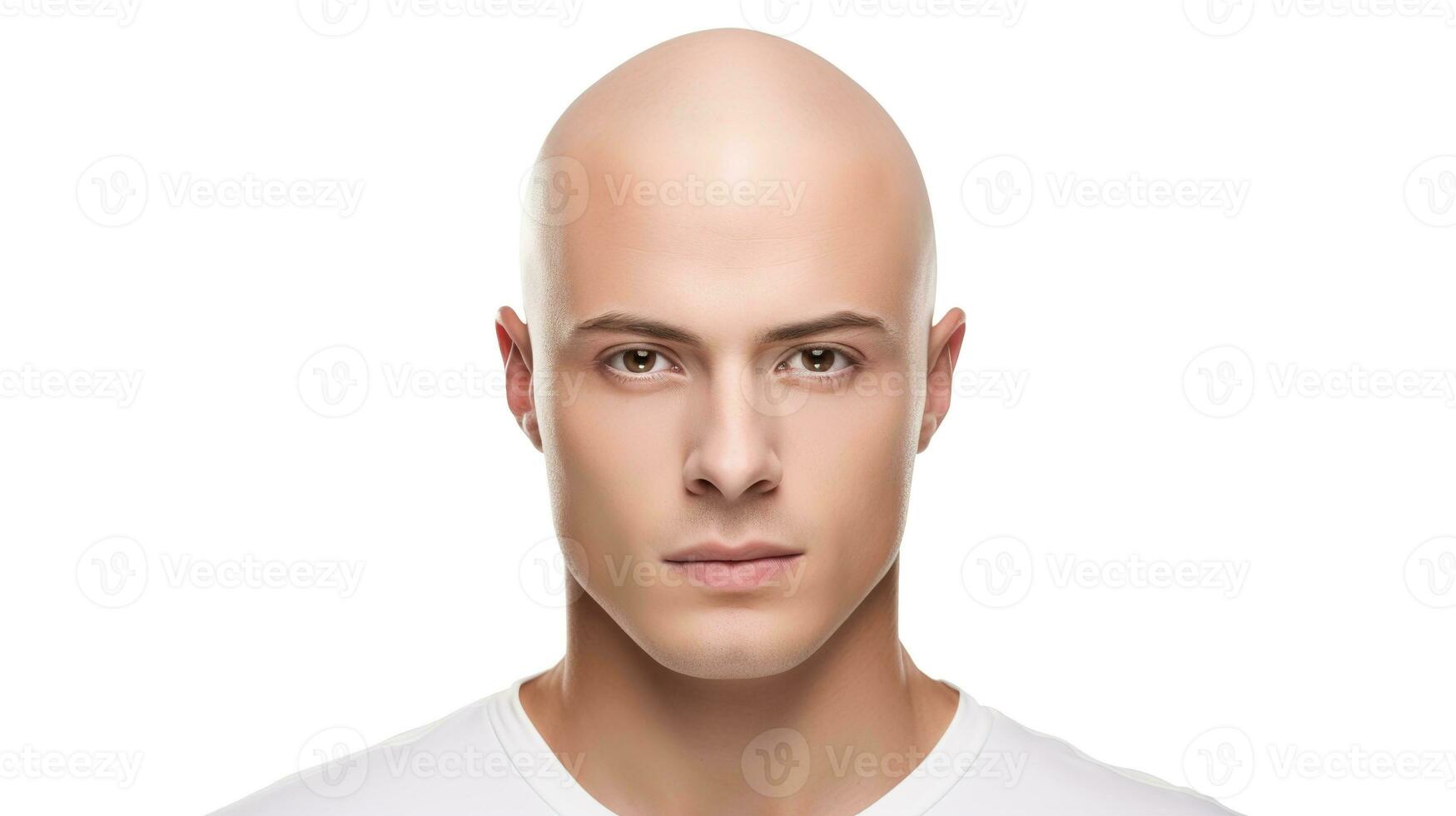 a bald man with a white shirt. generative ai photo