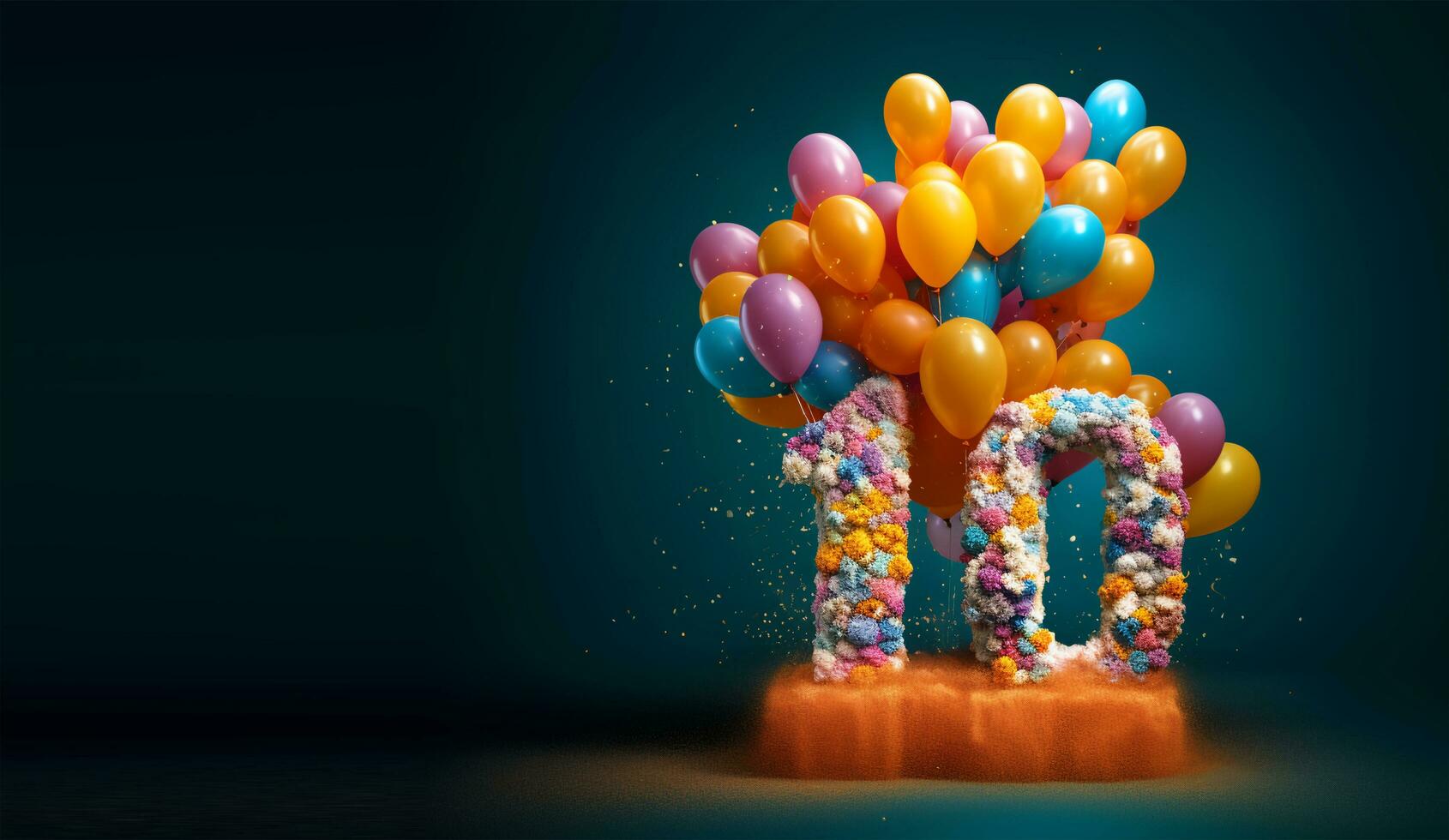 birthday cake design with number 10. 10th birthday poster. generative ai photo