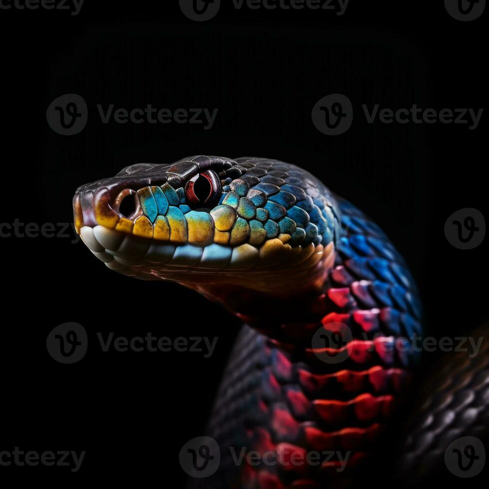 close-up portrait of a snake's face in detail, generative ai photo