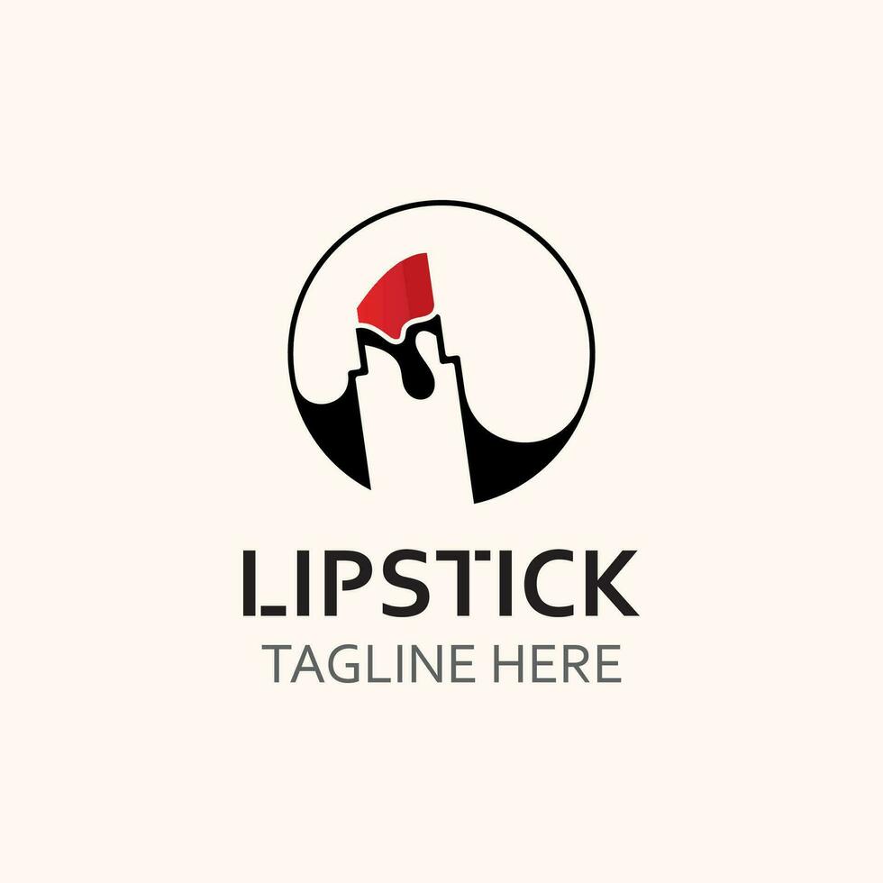 Lipstick logo design for makeup fashion shop and beauty vector cosmetic design template