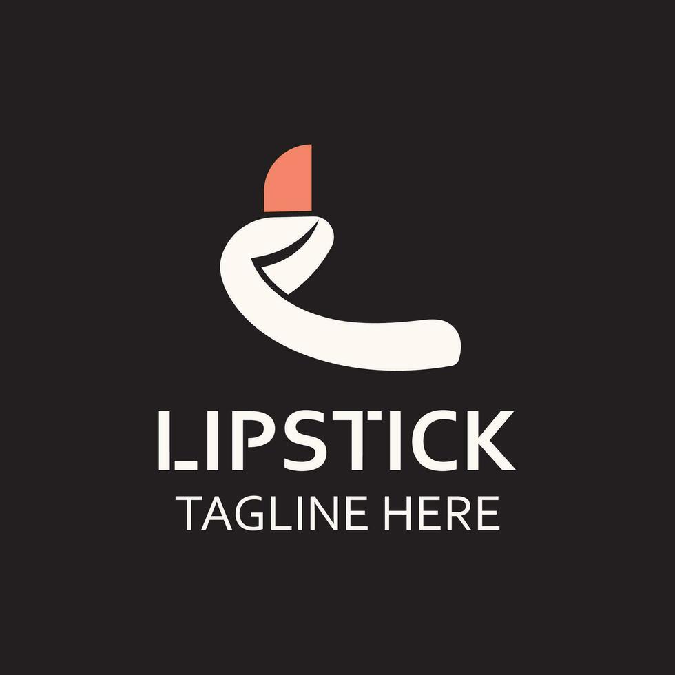 Lipstick logo design for makeup fashion shop and beauty vector cosmetic design template
