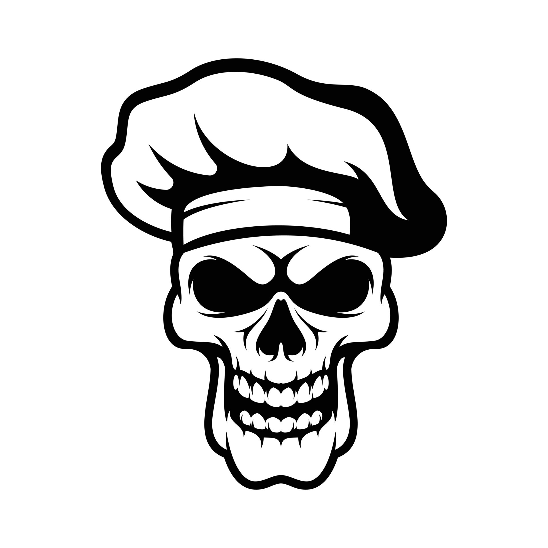 Skull Chef Outline 32840906 Vector Art at Vecteezy