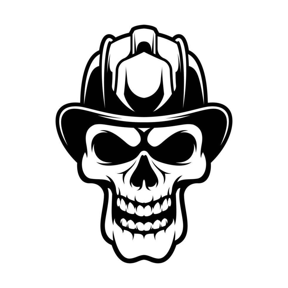 Skull Firefighter Outline vector