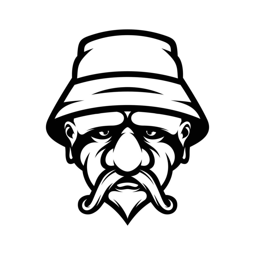 Old Man Buckethat Outline vector