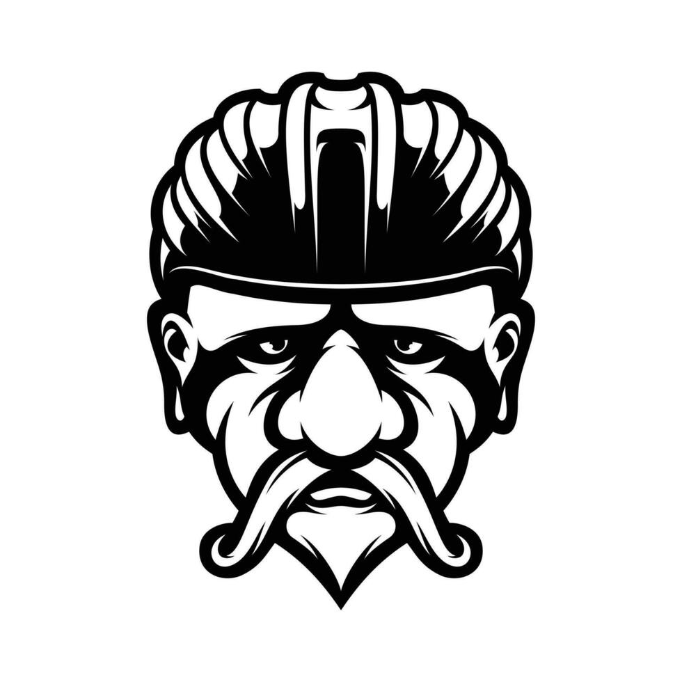 Old Man Bicycle Helmet Outline vector