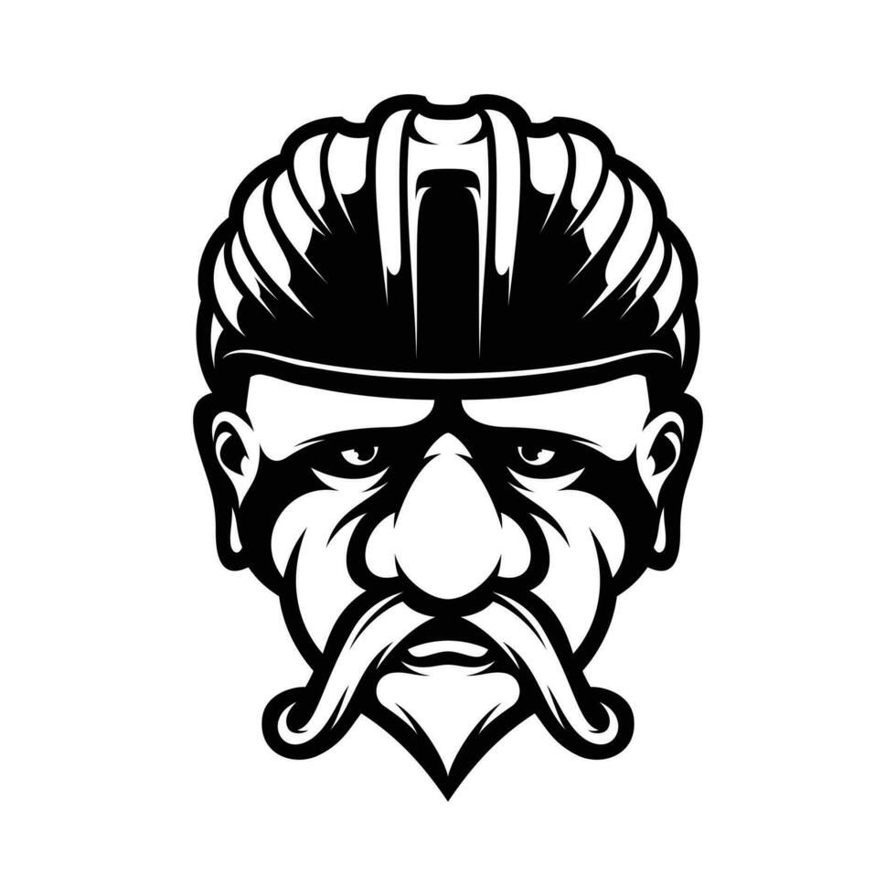 Old Man Bicycle Helmet Outline vector