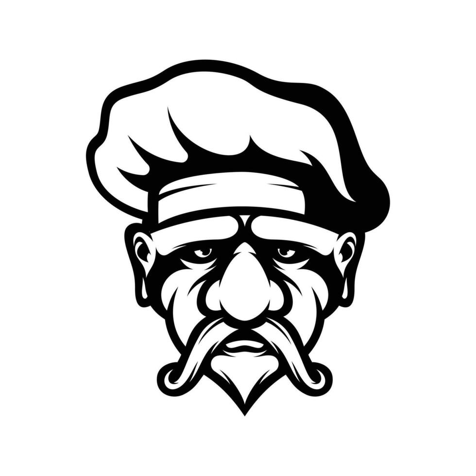 Old Man Chef Outline vector