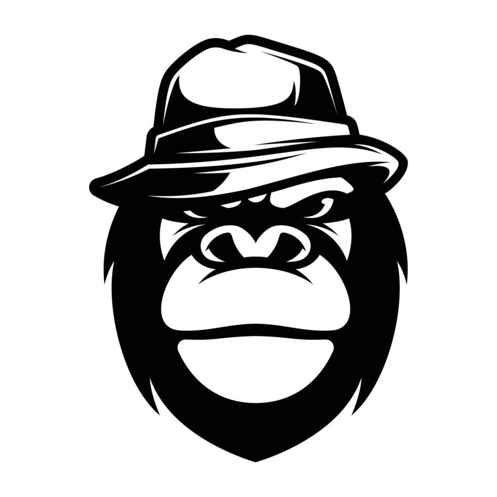 gorila fedora sombrero contorno vector