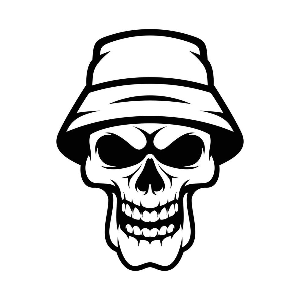 Skull Bucket hat Outline 32840932 Vector Art at Vecteezy