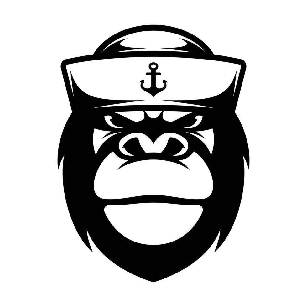 Gorilla Sailor Outline vector