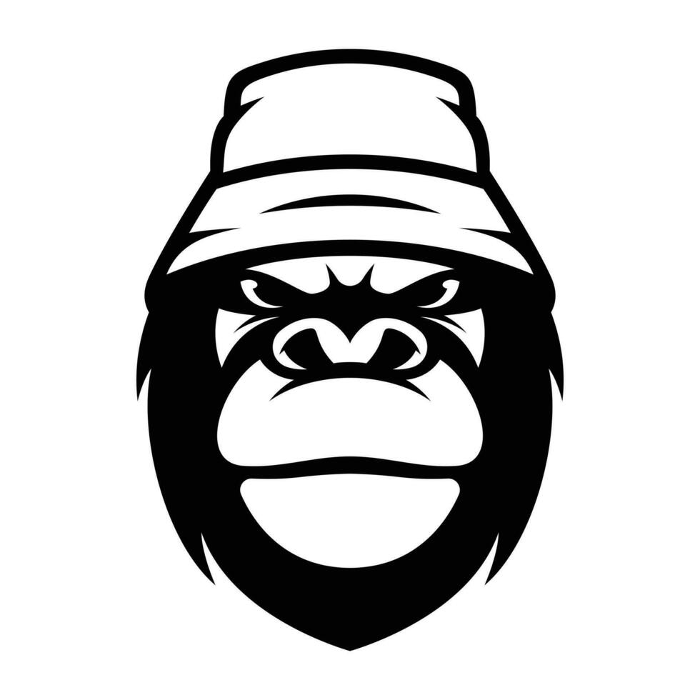 Gorilla Bucket Hat Outline vector