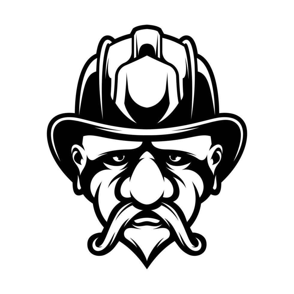 Old Man Firefighter Outline vector