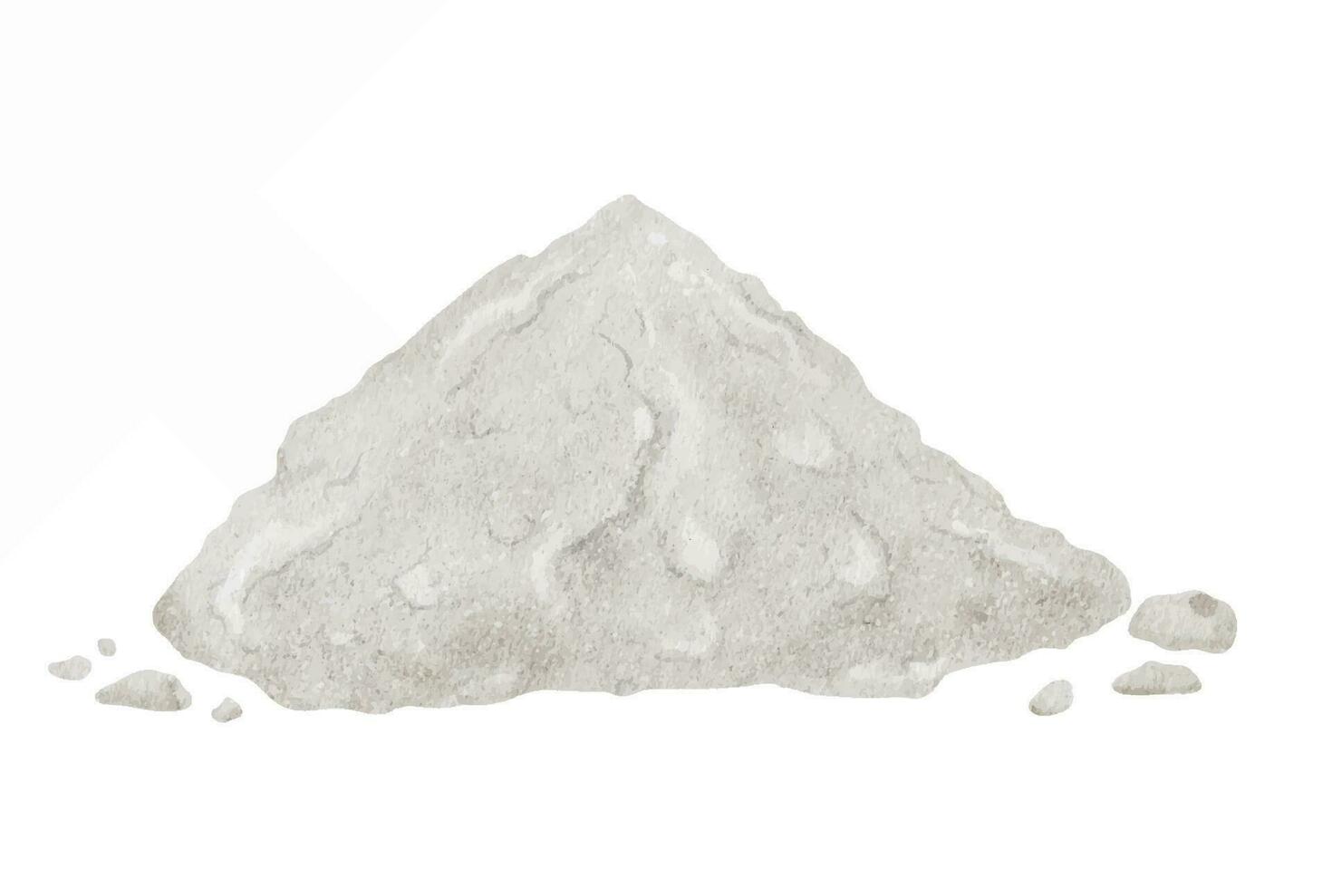 A mountain of flour. Spilled flour. Ingredients for making the dough. Bakery. Culinary clipart for food blogs, design of labels and packaging of goods, cards vector