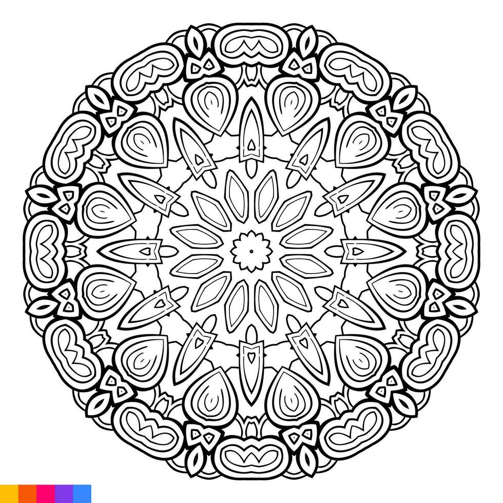 mandala Arte diseño. limpiar decorativo redondo ornamento. oriental patrón, vector ilustración colorante libro página. circular modelo en formar de mandala para alheña, mehndi, tatuaje, decoración.