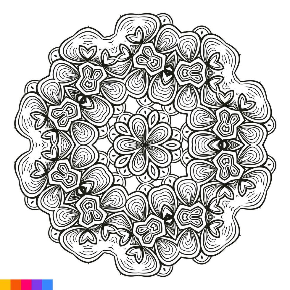 Mandala Art Design. Clean Decorative round ornament. Oriental pattern, Vector illustration Coloring book page. Circular pattern in form of mandala for Henna, Mehndi, tattoo, decoration.