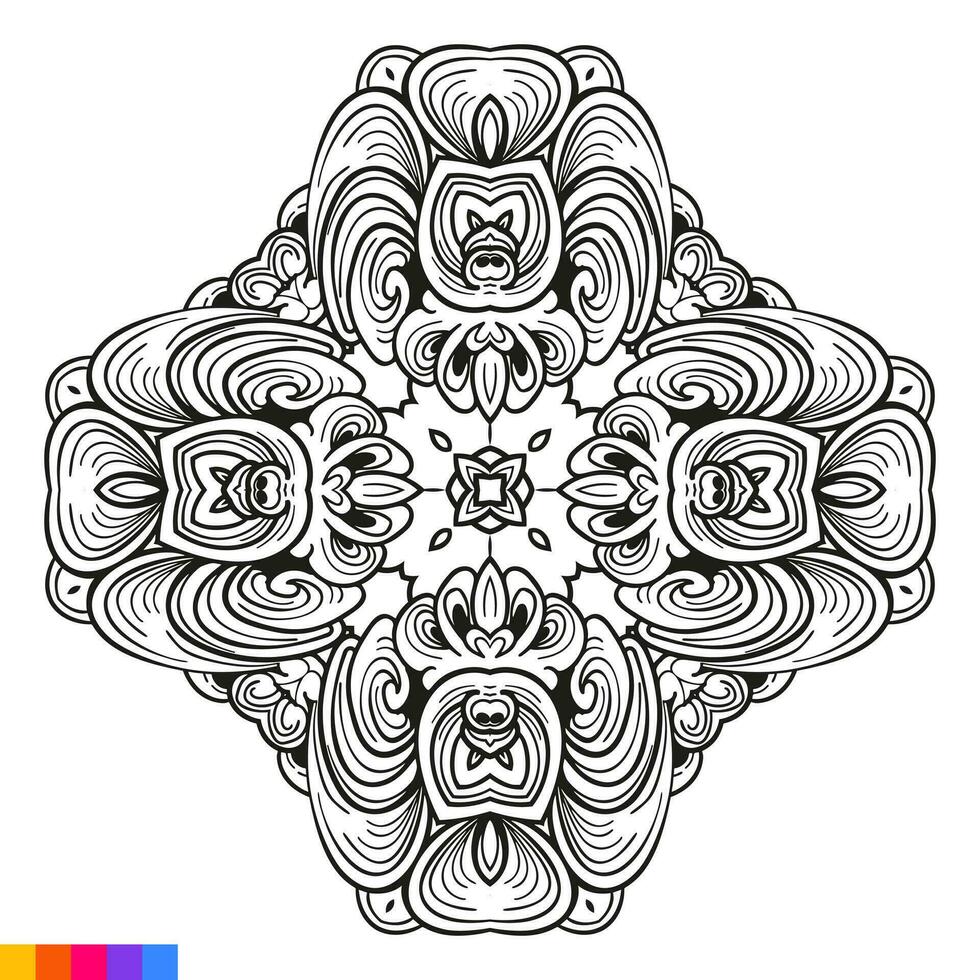 mandala Arte diseño. limpiar decorativo redondo ornamento. oriental patrón, vector ilustración colorante libro página. circular modelo en formar de mandala para alheña, mehndi, tatuaje, decoración.