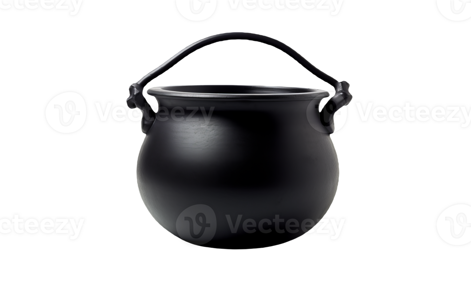 Black cauldron for witch isolated on transparent background png