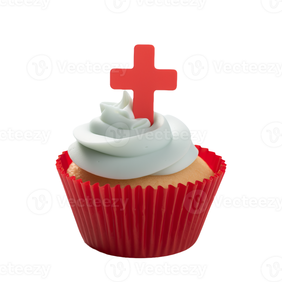 Christmas cross cupcake isolated on transparent background png