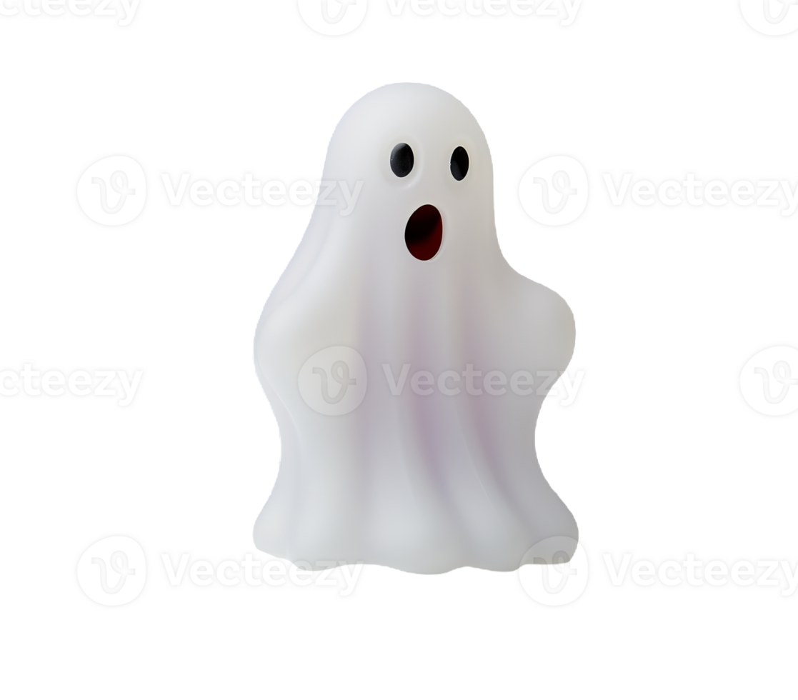 3D cartoon halloween ghost figure isolated on transparent background png